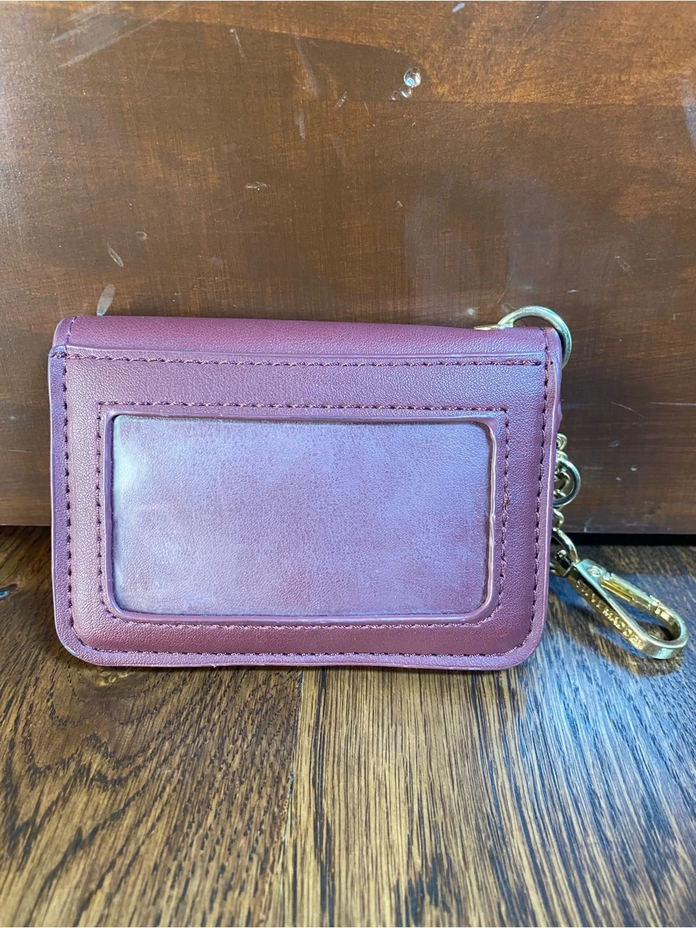 NWOT Steve Madden Burgundy Purple Credit Card Keychain Wallet Small 4in X 3in